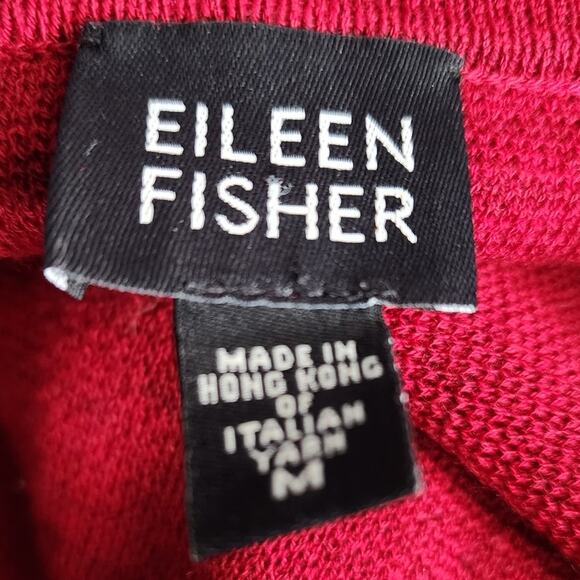 Eileen Fisher Women's Full Zip Red 100% Wool Sweater Jacket Size Medium - Picture 3 of 6